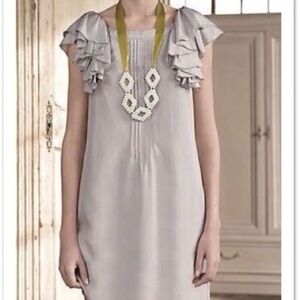 Anthropologie Floreat Lovelace Manor Women's Gray 100% Silk‎ Dress 4 Shift NWT